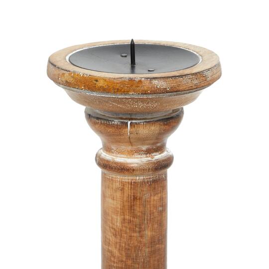 Mango Wood Traditional Candle Holder Set